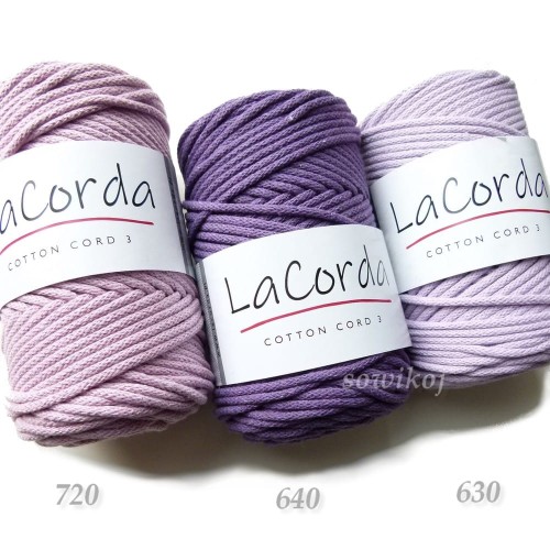 Porównanie kolorów sznurka bawełnianego z rdzeniem 3-4mm 720 vs 640 vs 630.