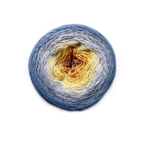 Włóczka cieniowana YarnArt flowers 316. jeans z żółtym.