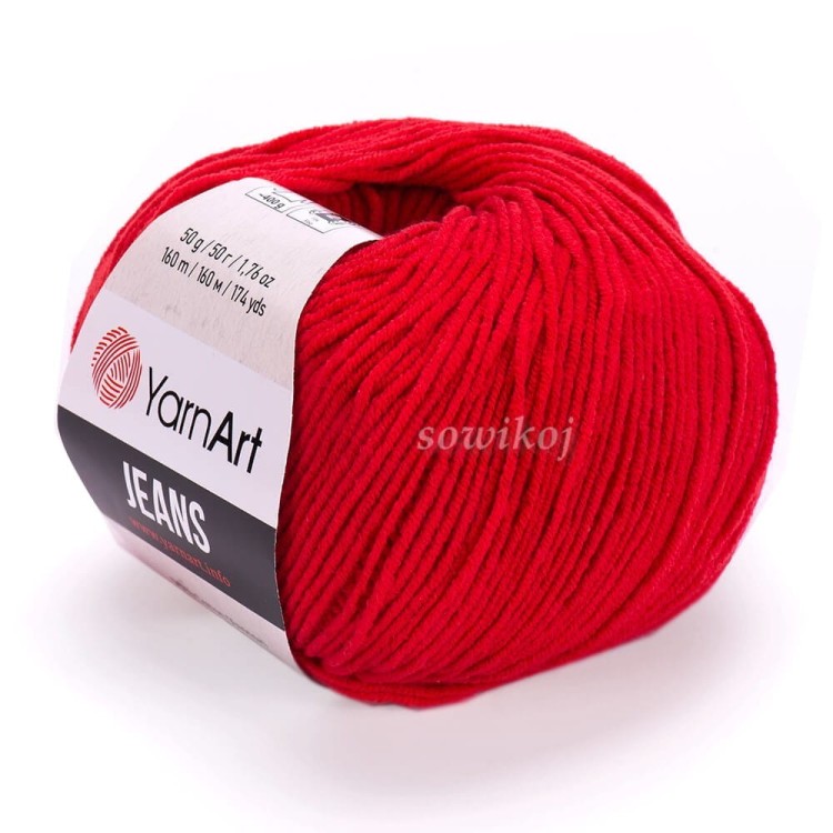 Czerwony YarnArt JEANS bawełna z akrylem