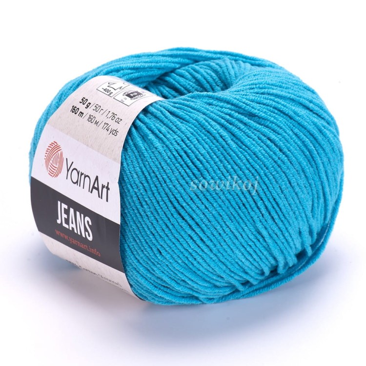 YarnArt Jeans - intensywny turkus - bawełna i akryl