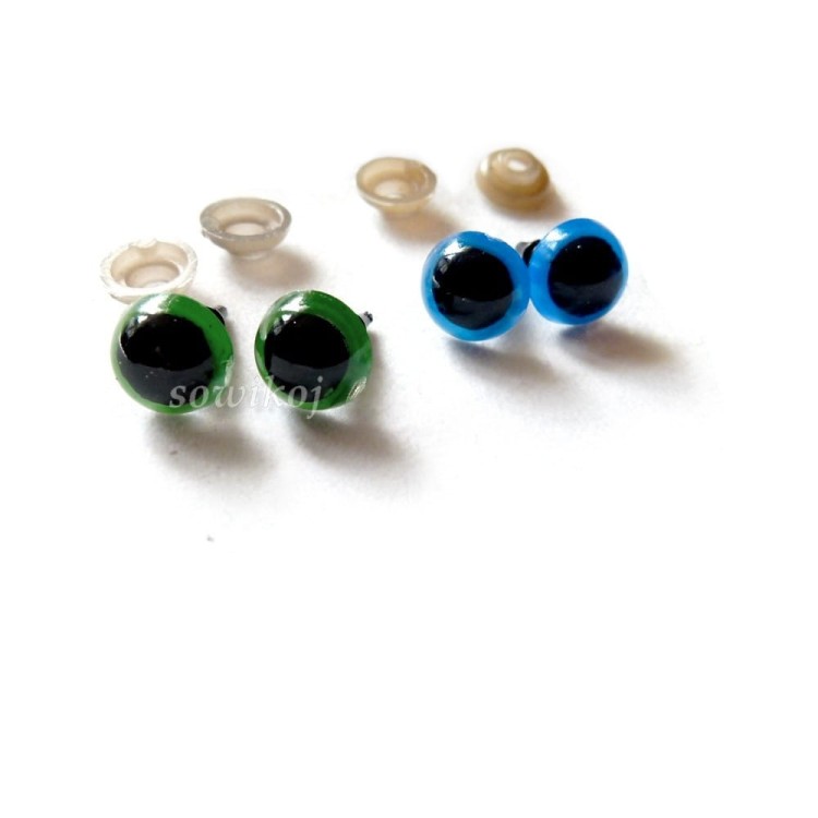 Oczy do zabawek 10mm - zielone i niebieskie