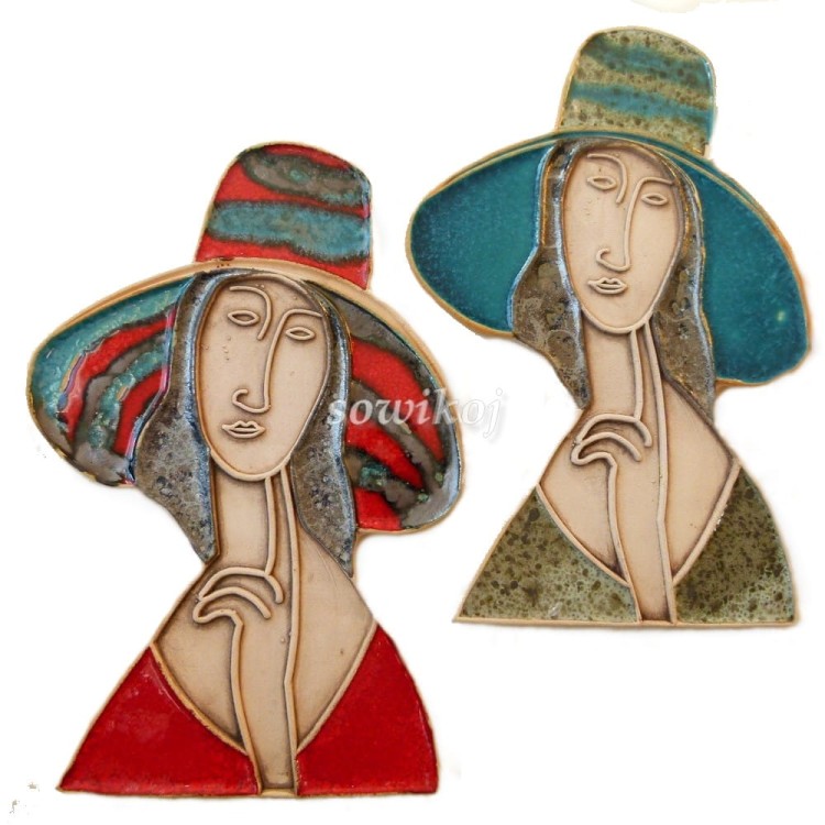 Portret kobiety Modigliani ceramika - zawieszki ścienne