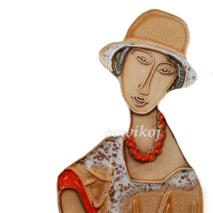 Modigliani głowa Portret kobiety w koralach Kapelusz 2