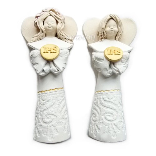 Aniołki - dziewczynka i chłopiec - Pamiątka Komunii Świętej