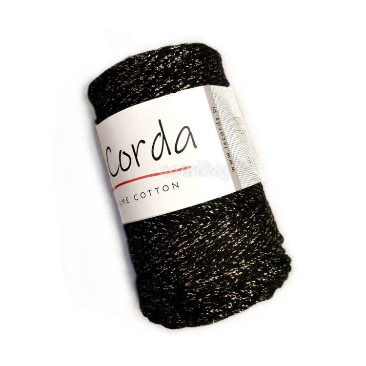 Czarny sznurek ze złotym lurexem 3mm
