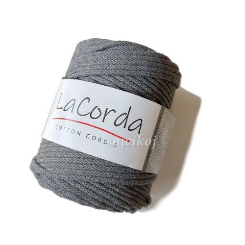 Sznurek pleciony bawełniany z rdzeniem szary ciemny melanż 140