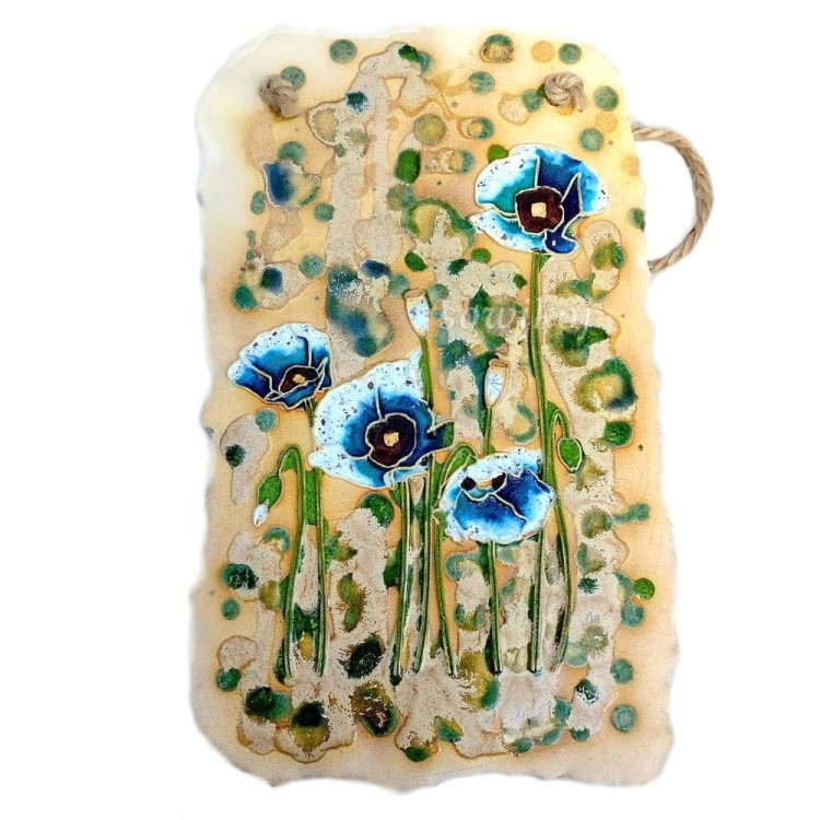 Niebieskie maki - kafelek panel - ozdoba na ścianę