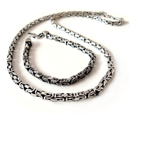 Bransoletka splot królewski łańcuszek i bransoletka oksydowane