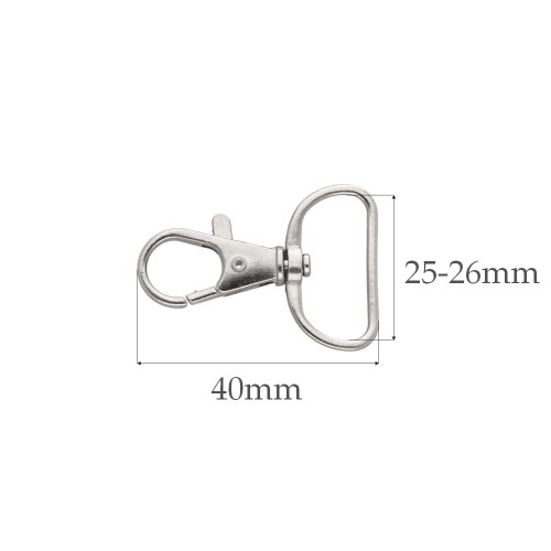 Karabińczyk zapięcie paska torebki - brelok 25x40 nikiel