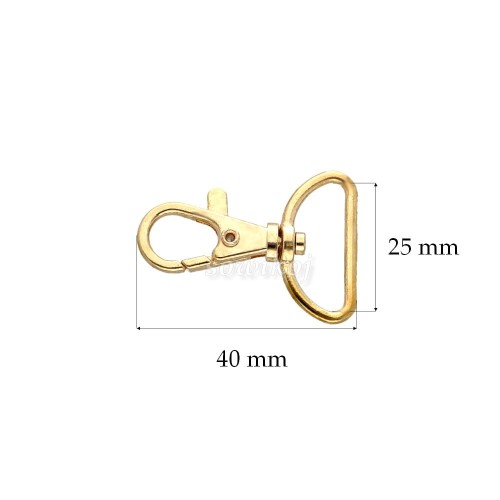 Karabińczyk w kolorze złota jasnego średni obrotowy - uchwyt breloczka czy uszu torebki 25x40Z