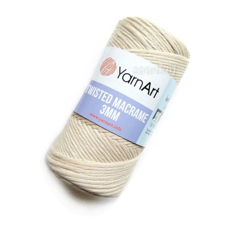Sznurek skręcony 3mm bawełniano poliestrowy do rozczesywania YarnArt Twisted beż 753