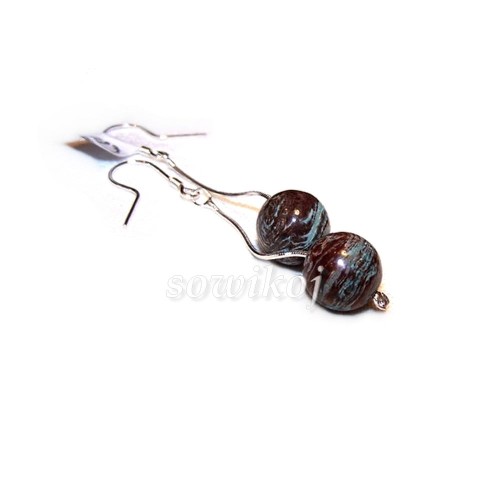 Długie kolczyki srebrne - kamień turkus afrykański