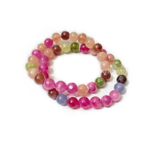 Kolorowy jadeit - bransoletka na gumce