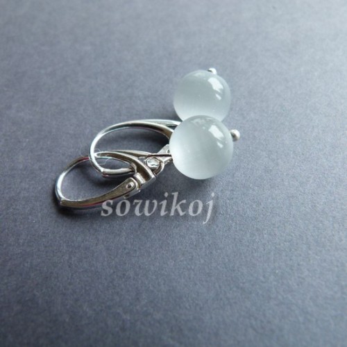 Kolczyki srebrne kocie oko