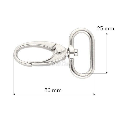 Ciężki duży metalowy karabińczyk brelok do torebek kar 25x50.