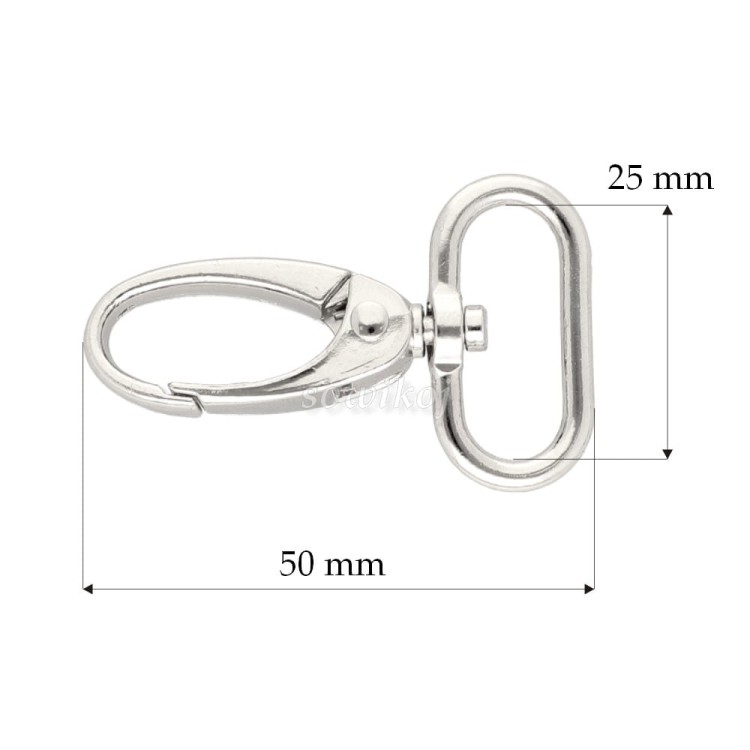 Ciężki duży metalowy karabińczyk brelok do torebek kar 25x50.