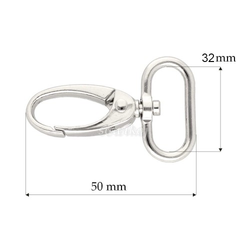 Ciężki duży metalowy karabińczyk brelok do torebek kar 32x50.