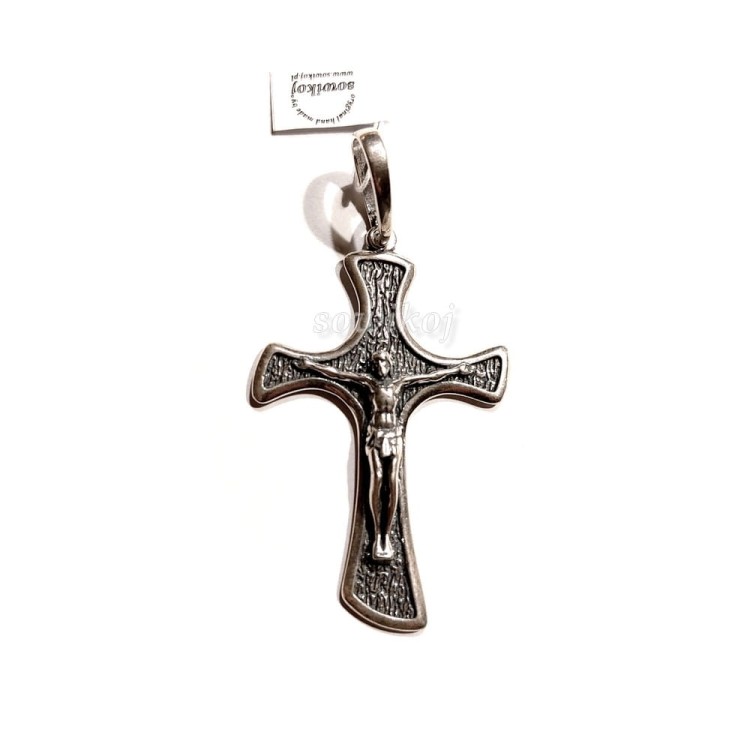 Srebrny krzyżyk oksydowany - Jezus