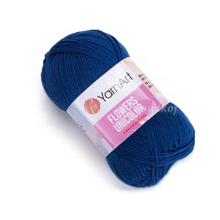 Yarnart Flowers UNICOLOR włóczka w  kolorze ciemno niebieskim kolor 756.