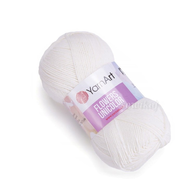 Włóczka YarnArt Flowers unicolor w kolorze naturalnej bieli 730