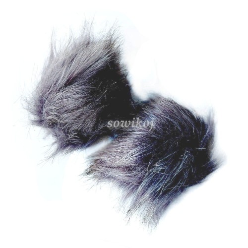 Delikatne pompony do czapek i na krasnale świąteczne - syntetyczne futro - piękny szary srebrny