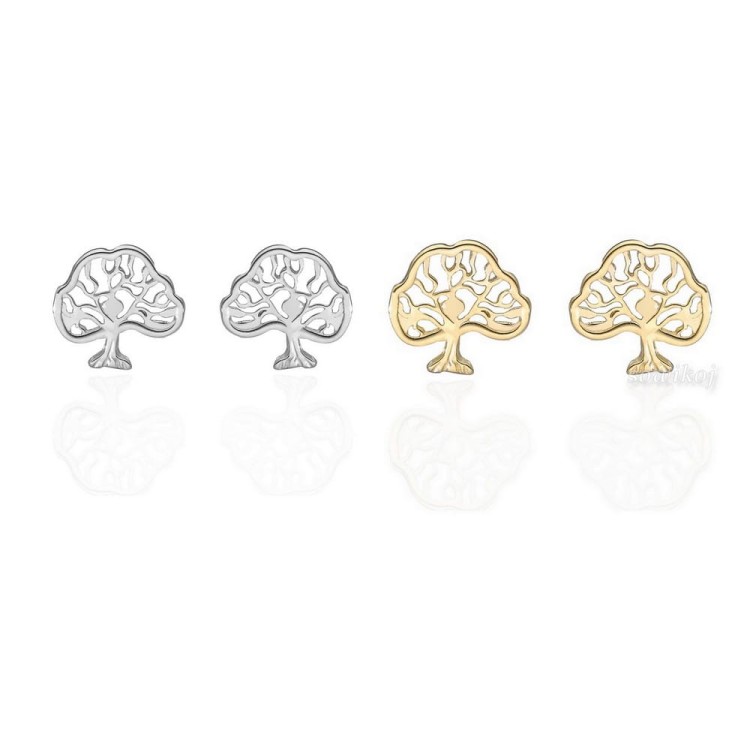 Kolczyki na sztyfcie drzewka srebro