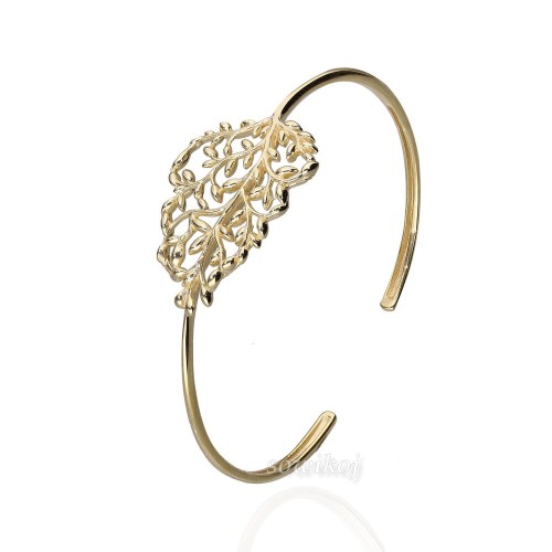 Sztywna bransoletka z serii gałązki - srebro pozłacane