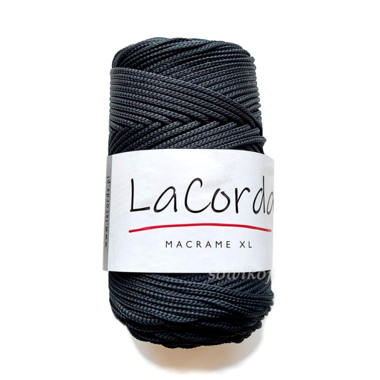 Błyszczący czarny mocny sznurek poliestrowy MACRAME XL