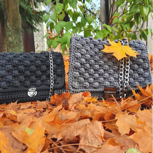 Przykładowe użycie naszego sznurka poliestrowego Macrame XL na torebki.