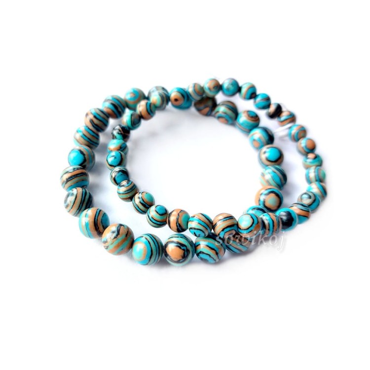 Malachit - bransoletka na gumce z syntetycznych kamieni