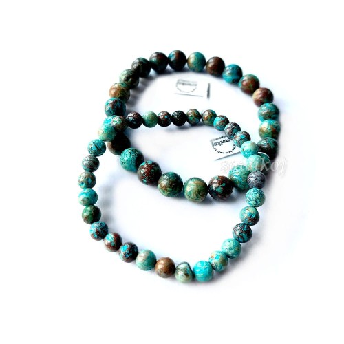 Bransoletki na gumce z naturalnych kamieni - turkus afrykański