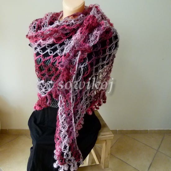 Przykładowa realizacja z włóczki Angora Active kolor 841 - chusta z wzoru węzłem Salomona