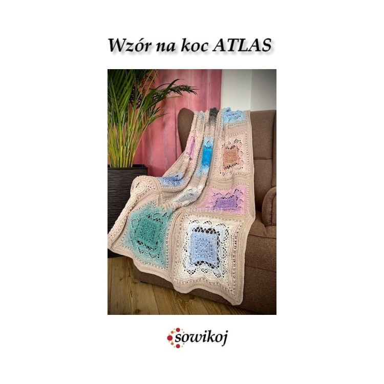 Wzór graficzny szydełkowy na koc i poduszkę Atlas