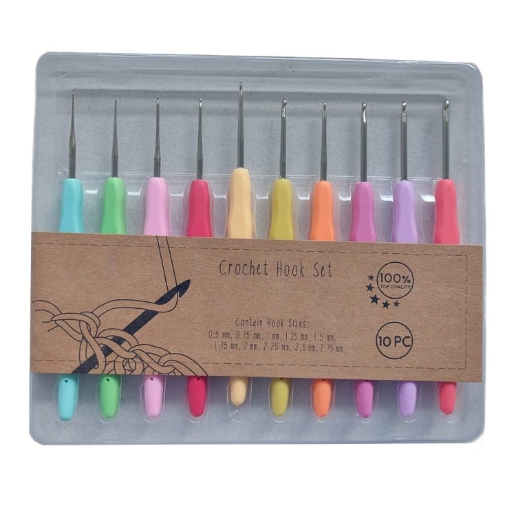 Komplet dziesięciu szydełek z ergonomiczną rączką