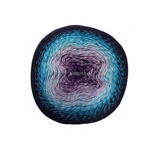 Włóczka Flowers moonlight z turkusową nitką lurexową