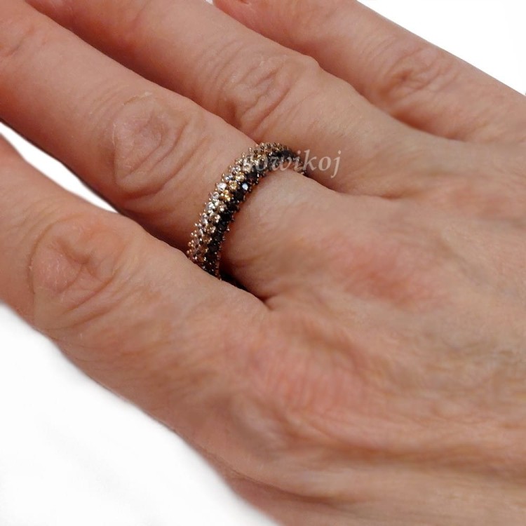 Pierścionek obrączka z trzema rzędami