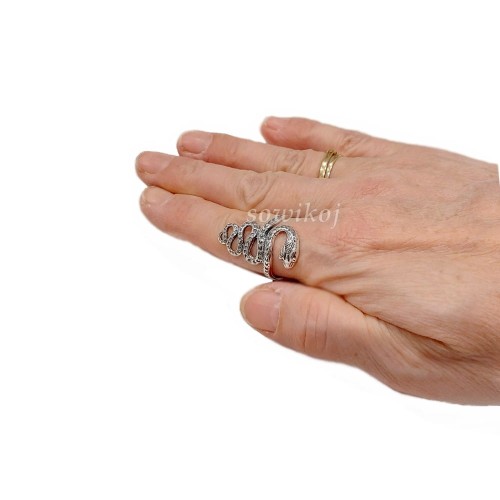 Duży pierścionek srebrny na palec wskazujący wąż