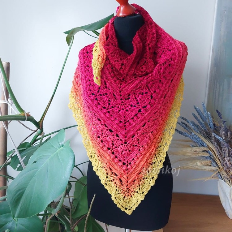 Ręcznie robiona chusta Ognista Elektra