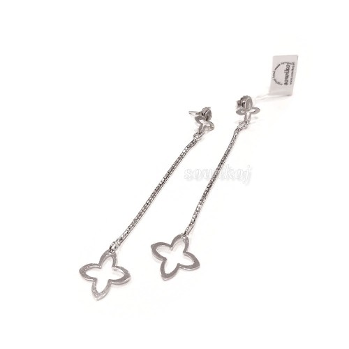 Długie wiszące kolczyki srebrne rozetki gwiazdki na sztyftach