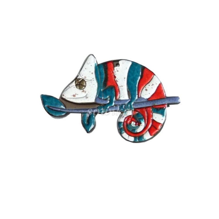 Kameleon czerwono biały - ceramika