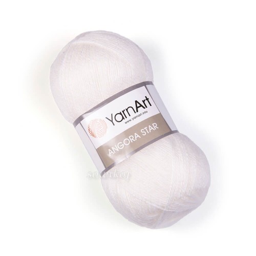 Włóczka z długim włosem moher Angora star biały kolor 501.