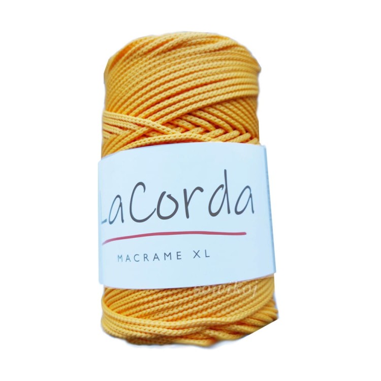 Sznurek poliestrowy pleciony do wiązania makrany i szydełkowania - idealny na torebki, kolor żółty 410