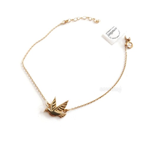 Srebrna pozłacane bransoletka z zawieszką w kształcie jaskółki