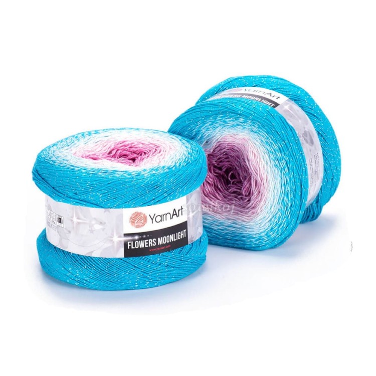 Włóczka flowers moonlight turkusowa ze srebrną nitką