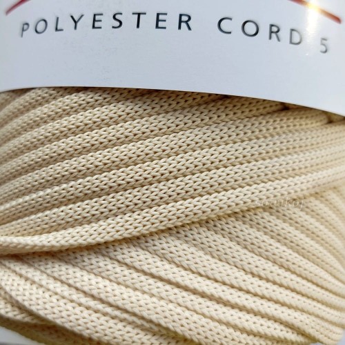 Płaski pleciony sznurek poliestrowy topliwy, 5mm 100m Ecru kol.170
