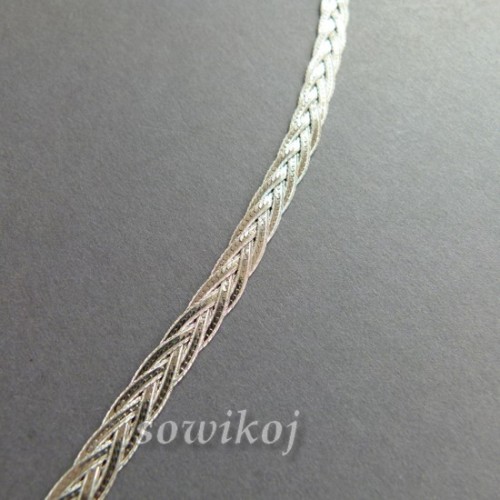 łańcuszek srebrny rodowany plecionka błysk