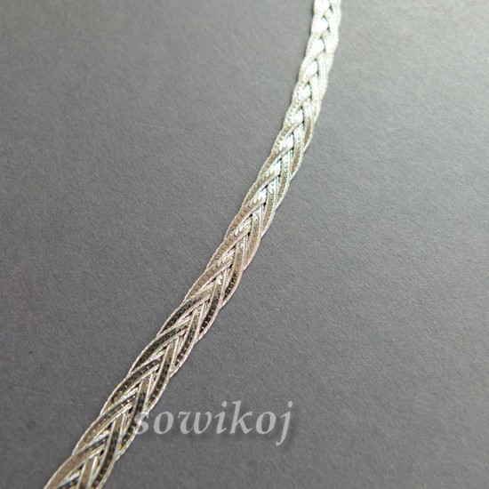 łańcuszek srebrny rodowany plecionka błysk