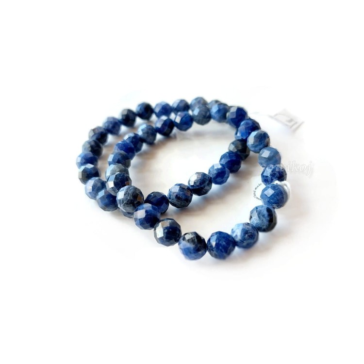 Sodalit - bransoletka na gumce 8mm fasetowane kuleczki