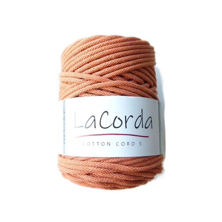 Sznurek 5mm bawełniany z rdzeniem blady pomarańcz 350