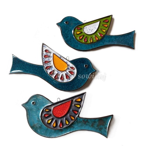 Ptaszki ceramiczne gołąbki do powieszenia na ścianie